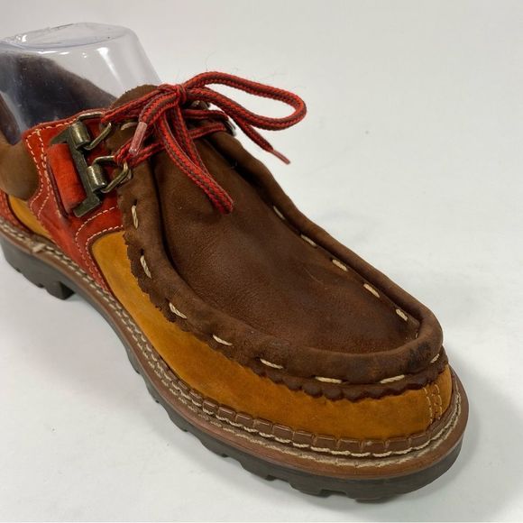 DIBA Leather Multicolor Vintage Shoes With Lug Soles. Color Brown/Red SZ 7.5 - Picture 6 of 11